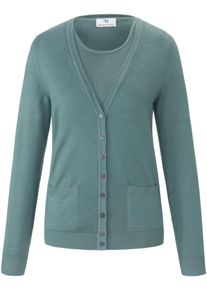 Peter Hahn - Twinset aus 100% Schurwolle-Pure Tasmanian Wool, gr&uuml;n, Gr. 42, Schurwolle