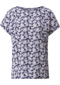 Damen Schlupf-Bluse mit Margeriten-Print marine-beige-bedruckt