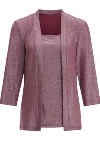 Damen 2-in-1-Shirt mit Glanzgarn bordeaux-silberfarben