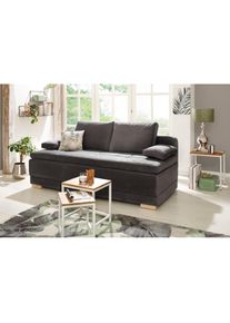 Goodproduct, GOODproduct Schlafsofa &raquo;Berlin&laquo; Dauerschl&auml;fer mit Boxspringfederung, Bettfunktion und Bettkasten, dunkelgrau, Samtoptik (100% Polyester),