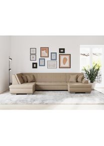 DOMO collection, DOMO collection Wohnlandschaft &raquo;Treviso incl. Zierkissen, moderne Steppung, XXL: B/T/H: 364/201/83 cm&laquo; wahlweise mit Bettfunktion, in