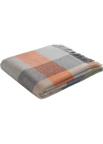 Biederlack, Plaid &raquo;Britta&laquo; im Karo-Look, Kuscheldecke, grau, orange, beige, Wolle