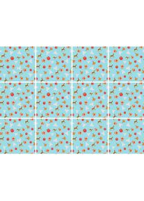 queence, queence Fliesenaufkleber &raquo;Schaukelpferd und Teddyb&auml;ren&laquo; Stickerfliesen, selbstklebend, Sticker, 12er Set, rot, orange, braun, Dekorfolie, B/H