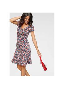 Laura Scott, Unisex, Sommerkleid im Skaterstil, mit floralem Alloverdruck, aus Viskosemischung, marine, gebl&uuml;mt (skaterkleid aus nachhaltigem material