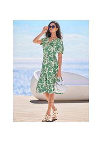 Heine, Unisex, heine Jerseykleid &raquo;Jersey-Kleid&laquo;, champagner, grasgr&uuml;n, bedruckt, 36, Normalgr&ouml;ssen, floraler Druck