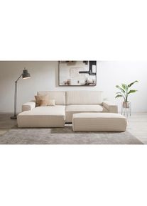 Home Affaire, Home Affaire Polsterecke &raquo;SHERWOOD XXL tief, L-Form, Schlaffunktion, Bigsofa, Cord, Leinenoptik&laquo; stellbar zum Schlafsofa (