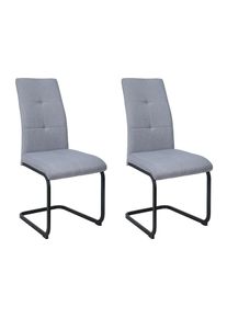 Goodproduct, GOODproduct Esszimmerstuhl &raquo;Calgoty&laquo; () 2 Stk.Freischwinger, gepolsterte R&uuml;ckenlehne und Sitzfl&auml;che, Sitzh&ouml;he 48 cm, hellgrau, schwarz, 