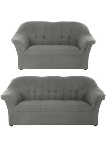 DOMO collection, DOMO collection Polstergarnitur &raquo;Pegnitz&laquo; Set, 3-Sitzer & 2-Sitzer-Set, grau, 100% Polyester