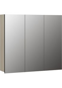 Welltime, Welltime Spiegelschrank &raquo;Amrum&laquo; 1 Stk. tlg. 3-T&uuml;riger Badspiegel mit Stauraum - Masse (B/T/H) 90/20/80 cm, hellgrau, B/H/T: 90 cm x 80 cm x 