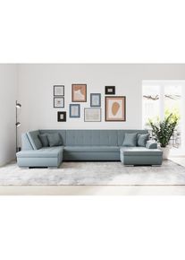 DOMO collection, DOMO collection Wohnlandschaft &raquo;Treviso incl. Zierkissen, moderne Steppung, XXL: B/T/H: 364/201/83 cm&laquo; wahlweise mit Bettfunktion, in