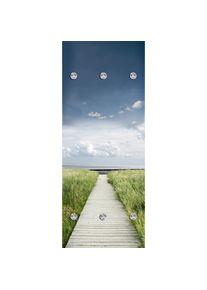 queence, queence Garderobenleiste &raquo;D&uuml;nen&laquo; mit 6 Haken, 50 x 120 cm, blau, Acrylglas, Edelstahl, B/H/T: 50 cm x 120 cm x 10 cm