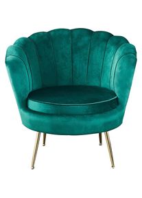 Salesfever, Salesfever Loungesessel &raquo;Clam - Design Cocktailsessel&laquo; Prachtvoll extravagantes Design im Muschel-Look, gr&uuml;n, 100% Polyester, Samtvelours