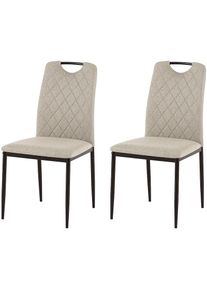 Goodproduct, GOODproduct Esszimmerstuhl &raquo;Rom&laquo; (Set) 2 Stk.bequemer Stuhl mit hochwertigem Stoffbezug und Griff im R&uuml;cken, creme, schwarz, Metall, 