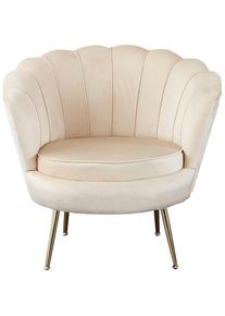 Salesfever, Salesfever Loungesessel &raquo;Clam - Design Cocktailsessel&laquo; Prachtvoll extravagantes Design im Muschel-Look, beige, 100% Polyester, Samtvelours
