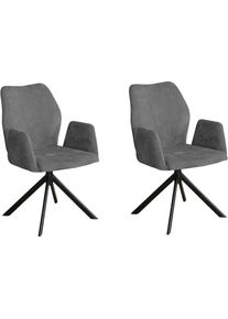 Home Affaire, Home Affaire Armlehnstuhl &raquo;Hacienda&laquo; () moderner Cord Bezug, 2er Set, grau, schwarz, 2er set, Metall, Polyester, Sperrholz, B/H/T: 57,5 