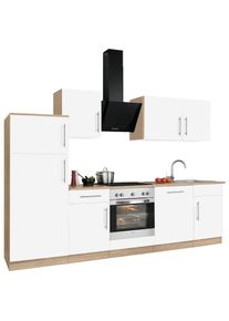 Wiho-K&uuml;chen WIHO K&Uuml;CHEN K&uuml;chenzeile &raquo;Cali&laquo;, mit E-Ger&auml;ten, Breite 280 cm wei&szlig; made_in_germany Wei&szlig; Matt/Eichefarben
