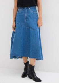 Jeansrock High Waist Midil&auml;nge in blau, Gr&ouml;sse 40, 98% Baumwolle, bonprix