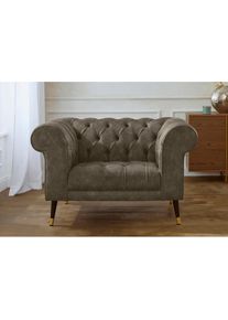 Home Affaire, Home Affaire Loveseat &raquo;Tinnum Loveseat, Chesterfield Sessel&laquo;, olive, Luxus-Microfaser Vintageoptik (66% PU, 27% Polyester, 7% Baumwolle)