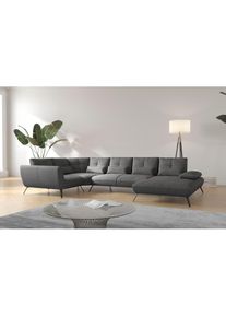 Goodproduct, GOODproduct Wohnlandschaft &raquo;Mikado U-Form&laquo; inkl. Sitztiefenverstellung und Armteilverstellung, grau, 100% Polyester, B/H/T: 376 cm x 88 