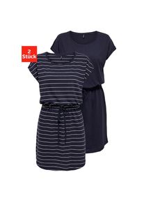 Only, Unisex, Only Shirtkleid &raquo;ONLMAY LIFE S/S DRESS 2 PACK CS JRS&laquo; 2er-Pack, Baumwolle, regular fit, Rundhals, night sky detail:pack nigth sky stripe