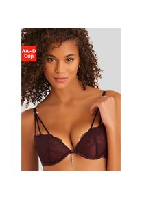 Lascana, Lascana Push-up-BH mit extravagantem Glitzeraccessoire, sexy Dessous, cherryrot, 70, Cup B, Push-up-BH