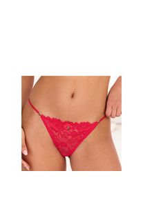 Lascana, Unisex, Lascana Tanga &raquo;Samara&laquo; mit feiner Satinschleife und extravaganten Strassaccessoires, rot, 44/46, Verf&uuml;hrerischer Tanga mit feiner 