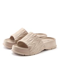 French Connection, Unisex, Pantolette Badepantolette, Mule, Sandale, offener Schuh, Badeschuh, beige, 38, Sommerlicher Badeschuh mit modischer 