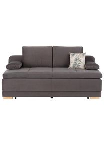 Goodproduct, GOODproduct Schlafsofa &raquo;Berlin&laquo; Dauerschl&auml;fer mit Boxspringfederung, Bettfunktion und Bettkasten, dunkelgrau, Samtoptik (100% Polyester),