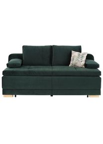 Goodproduct, GOODproduct Schlafsofa &raquo;Berlin&laquo; Dauerschl&auml;fer mit Boxspringfederung, Bettfunktion und Bettkasten, gr&uuml;n, Samtoptik (100% Polyester), B/H/T