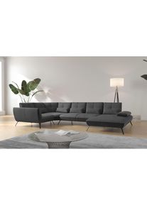 Goodproduct, GOODproduct Wohnlandschaft &raquo;Mikado U-Form&laquo; inkl. Sitztiefenverstellung und Armteilverstellung, dunkelgrau, 100% Polyester, B/H/T: 376 cm 