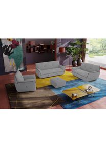 Egoitaliano, Polstergarnitur &raquo;Yuki&laquo; Set, bestehend aus einem 2,5- und einem 2-Sitzer, Sessel und Hocker, fumo, violett, B/H/T: 85 cm x 90 cm