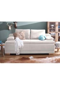 Goodproduct, GOODproduct Schlafsofa &raquo;Berlin&laquo; Dauerschl&auml;fer mit Boxspringfederung, Bettfunktion und Bettkasten, beige, Samtoptik (100% Polyester), B/H/