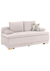Goodproduct, GOODproduct Schlafsofa &raquo;Berlin&laquo; Dauerschl&auml;fer mit Boxspringfederung, Bettfunktion und Bettkasten, beige, Samtoptik (100% Polyester), B/H/