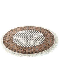 Goodproduct, GOODproduct Orientteppich &raquo;Levin&laquo; rund 12 mm H&ouml;he handgekn&uuml;pft, mit Fransen, ideal im Wohnzimmer & Schlafzimmer, creme, Wolle, 12 mm