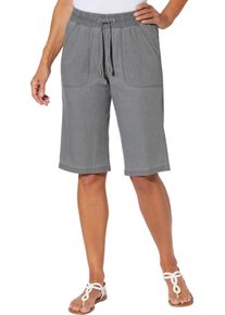 Damen Jeansbermudas mit gesmoktem Dehnbund grey denim