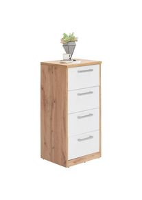 Xora Kommode , Weiss, Eiche Wotan , Holzwerkstoff , 4 Schublade(n) Schubladen , 38x84x36 cm , Beim&ouml;bel erh&auml;ltlich , Kleinm&ouml;bel, Kommoden, Kommoden