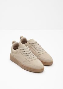 Sneaker aus Veloursleder in beige, Gr&ouml;sse 40, bonprix