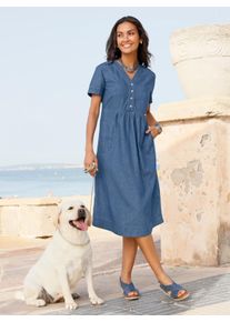 WITT Damen Jeanskleid aus luftiger Baumwolle, blue-bleached, Gr&ouml;&szlig;e 48, 100% Baumwolle