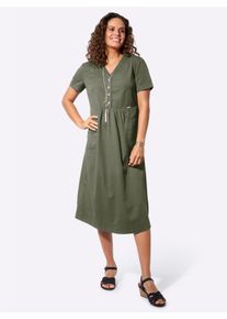 WITT Damen Jeanskleid aus luftiger Baumwolle, khaki, Gr&ouml;&szlig;e 36, 100% Baumwolle