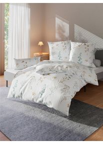 w&auml;schepur Witt Bettw&auml;sche, ecru-kalkmint-bedruckt, Gr&ouml;&szlig;e 40x80/135x200 cm, 100% Baumwolle