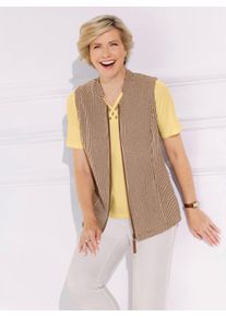 WITT Damen Jerseyweste mit Stehkragen, braun-sand-gemustert, Gr&ouml;&szlig;e 52, 66% Polyester, 34% Baumwolle