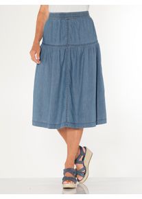 WITT Damen Jeansrock mit Rundum-Dehnbund, blue-bleached + blue-stone-washed, Gr&ouml;&szlig;e 48, 100% Baumwolle