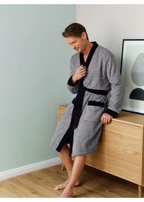 feel good Witt Herren Bademantel, schwarz-wei&szlig;-meliert, Gr&ouml;&szlig;e 56/58, 100% Baumwolle