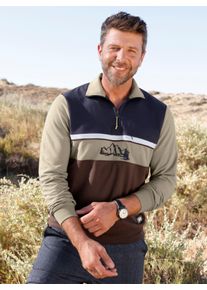 Witt Damen Sweatshirt mit Reissverschluss-Brusttasche, schlamm, Gr&ouml;&szlig;e 60/62, 50% Baumwolle, 50% Polyester