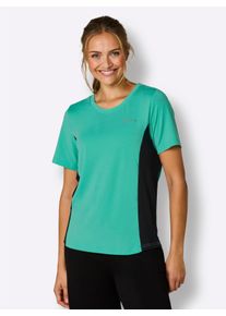 Witt Damen Funktionsshirt mit Kontrast-Eins&auml;tzen, blaugr&uuml;n, Gr&ouml;&szlig;e 36/38, 90% Polyester, 10% Elasthan