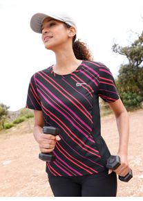 Witt Damen Funktionsshirt mit Kontrast-Eins&auml;tzen, magenta-gemustert, Gr&ouml;&szlig;e 36/38, 90% Polyester, 10% Elasthan