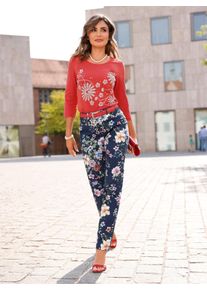 WITT Damen Rundhalsshirt mit Zierperlen und Glitzersteinchen, erdbeere, Gr&ouml;&szlig;e 36, 95% Baumwolle, 5% Elasthan