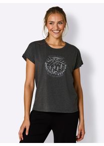 Witt Damen Freizeitshirt mit &uuml;berschnittenen Schultern, graphit-meliert, Gr&ouml;&szlig;e 36/38, 46% Baumwolle, 46% Polyester, 8% Elasthan