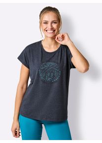 Witt Damen Freizeitshirt mit &uuml;berschnittenen Schultern, dunkelblau-meliert, Gr&ouml;&szlig;e 36/38, 46% Baumwolle, 46% Polyester, 8% Elasthan