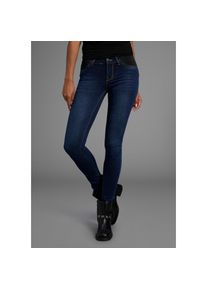 Arizona, Unisex, Skinny-fit-Jeans &raquo;Ultra Stretch&laquo; skinny-fit, mit Used-Look-Crinkles, niedrige Leibh&ouml;he, dunkelblau us, 52, N-Gr, Seitliche, dehnbare 